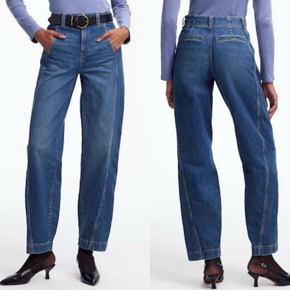 Madewell Denim - Madewell Tapered Denim Trouser Jeans Concho Wash High Rise Business Casual Sz32